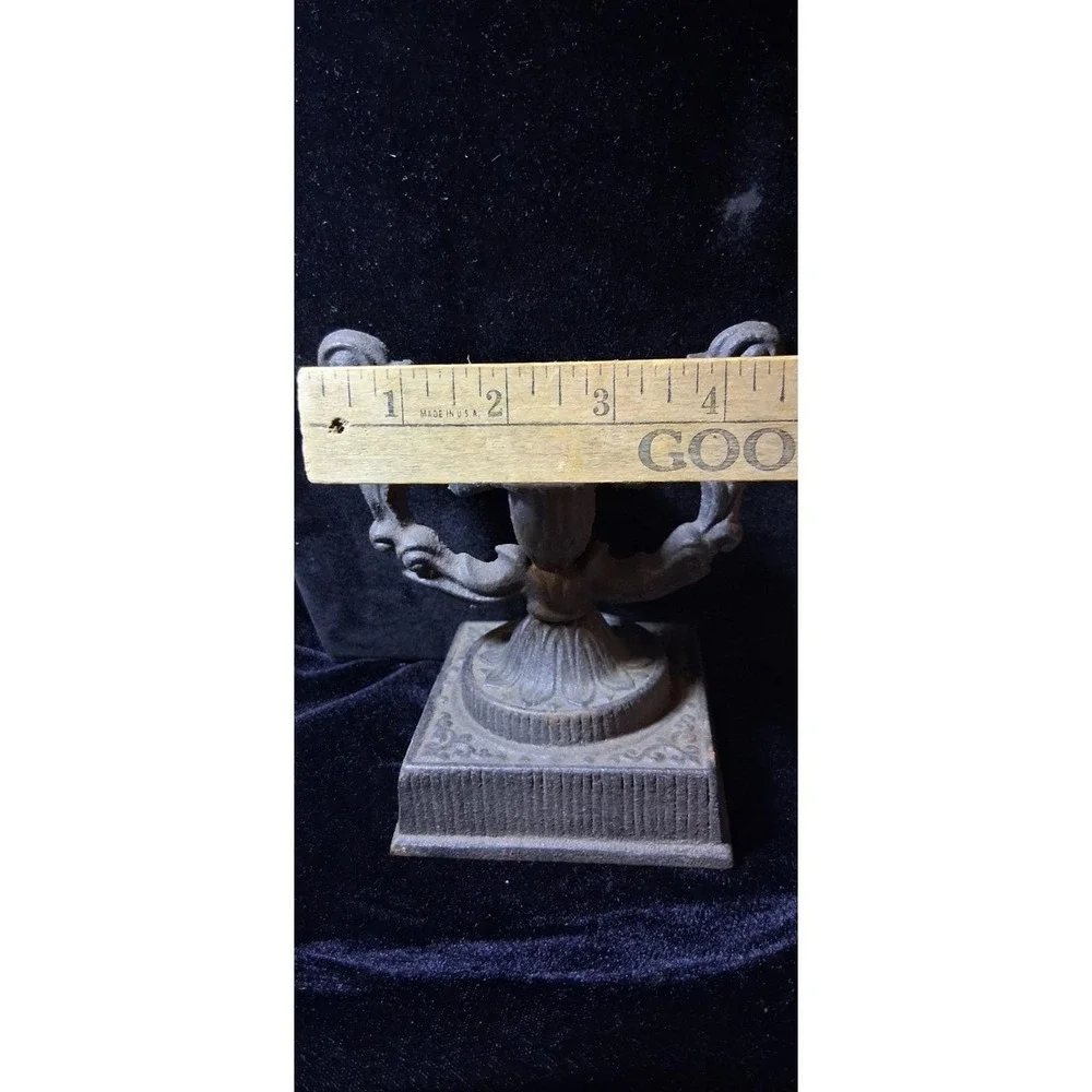 Vintage Wilton Ornate Black Cast Iron Taper Candle Holder Made In USA